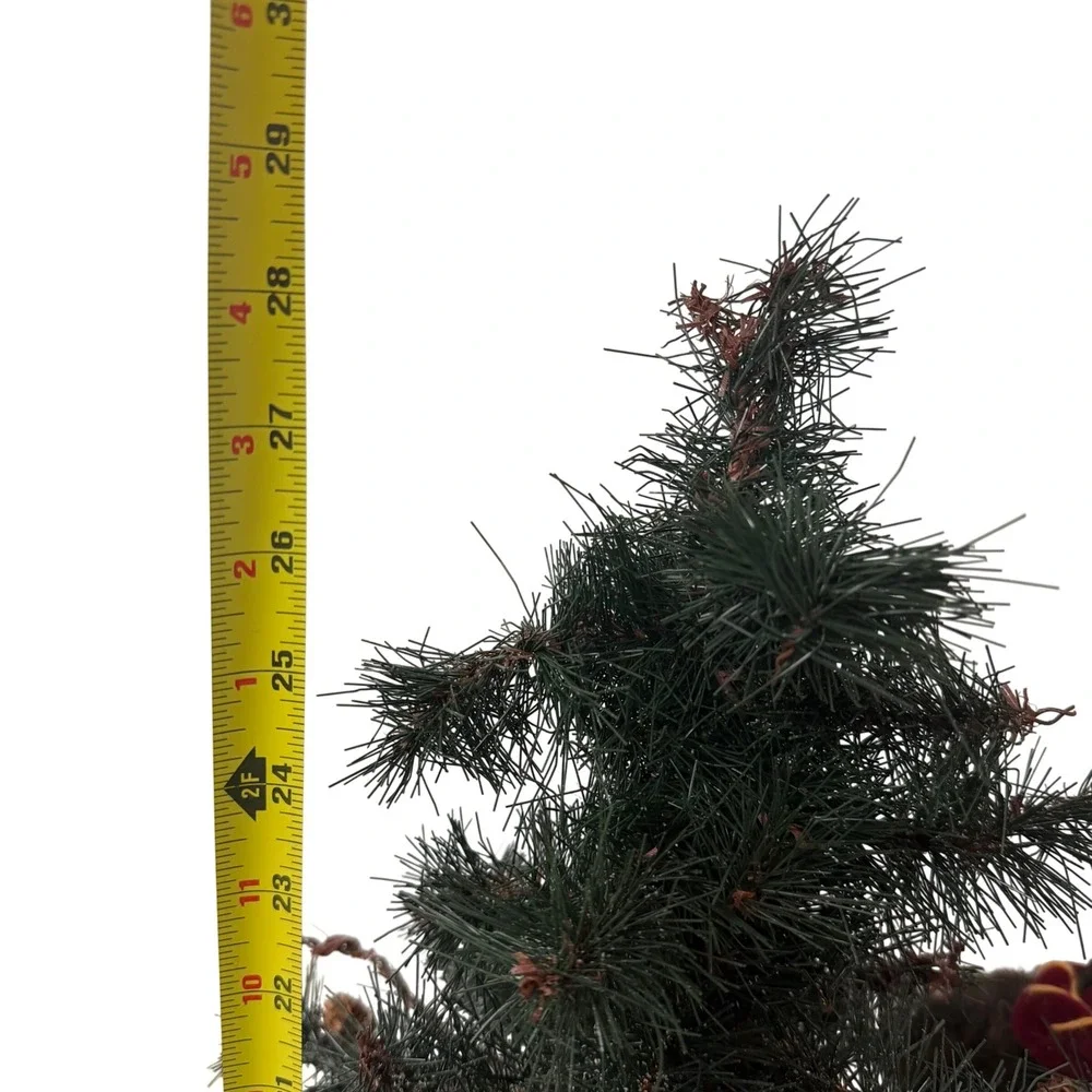 Vtg Dan Dee Bear Hugging Christmas Holiday Tree Decor On Wood Base Large Lg 28in
